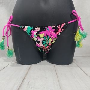 Victoria’s Secret String Bikini Bottom Black/Multicolor One Piece Sz XS
